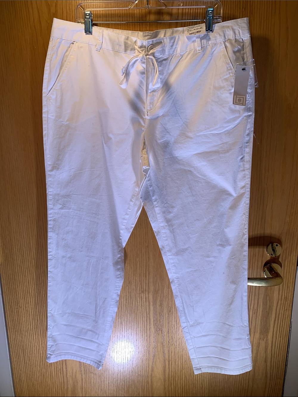 NWT Liz Claiborne Cotton White Drawstring Pants - Size 16